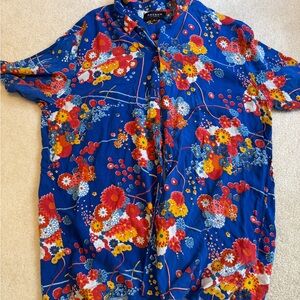 PacSun Blue Floral Button-Up Shirt